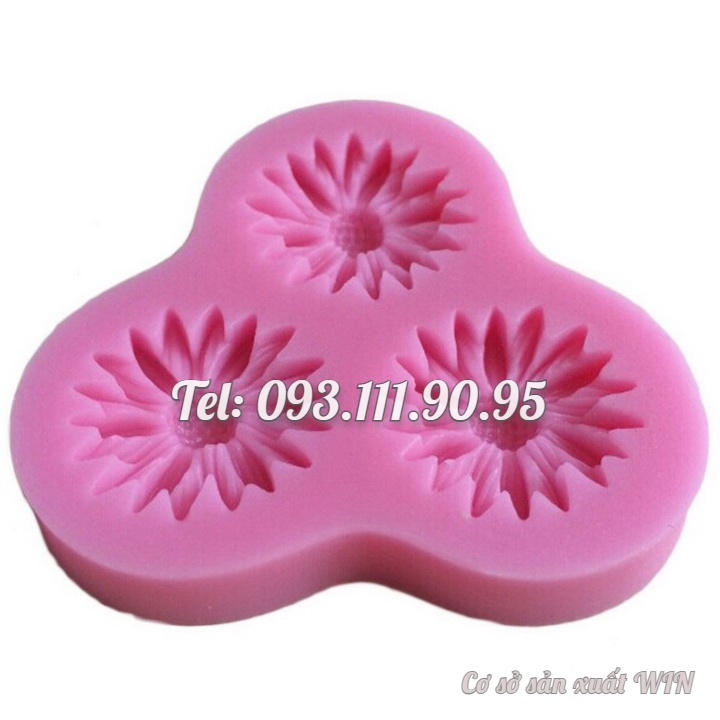 Khuôn silicon làm rau câu 3 hoa cúc - Mã số 1049
