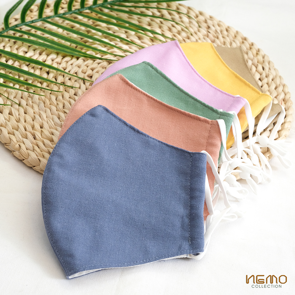 Khẩu Trang 3 Lớp Vải Linen NEMO, có nút tăng giảm dây dễ điều chỉnh - KTMTC