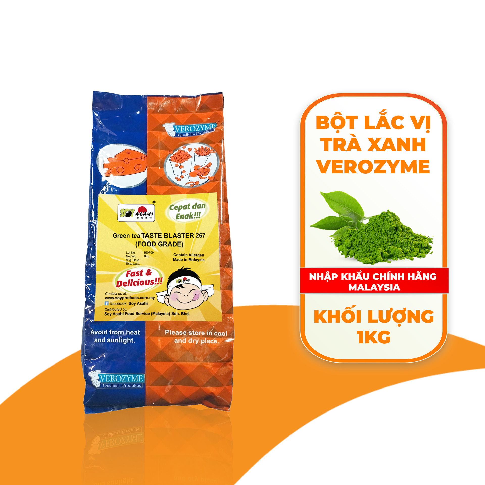 Bột Lắc Vị Trà Xanh Malaysia [Verozyme]  - Green Tea Taste Blaster - 1kg / túi - Đậm vị thơm lừng trà xanh, hàng chính hãng nhập khẩu thơm ngon