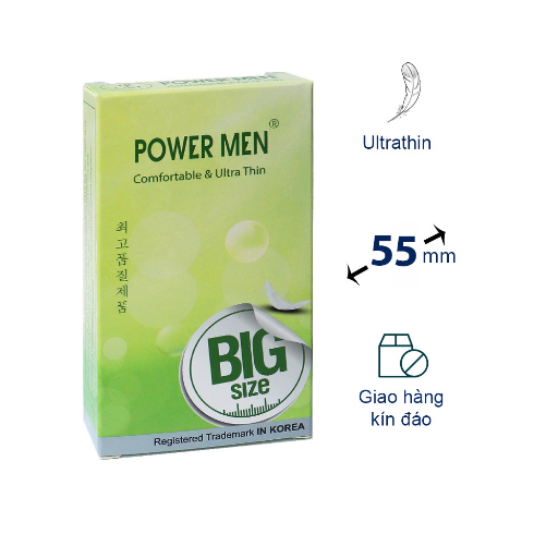 Bao Cao Su Cỡ Lớn Size 55 mm Siêu Mỏng Power Men Comfortable Ultrathin