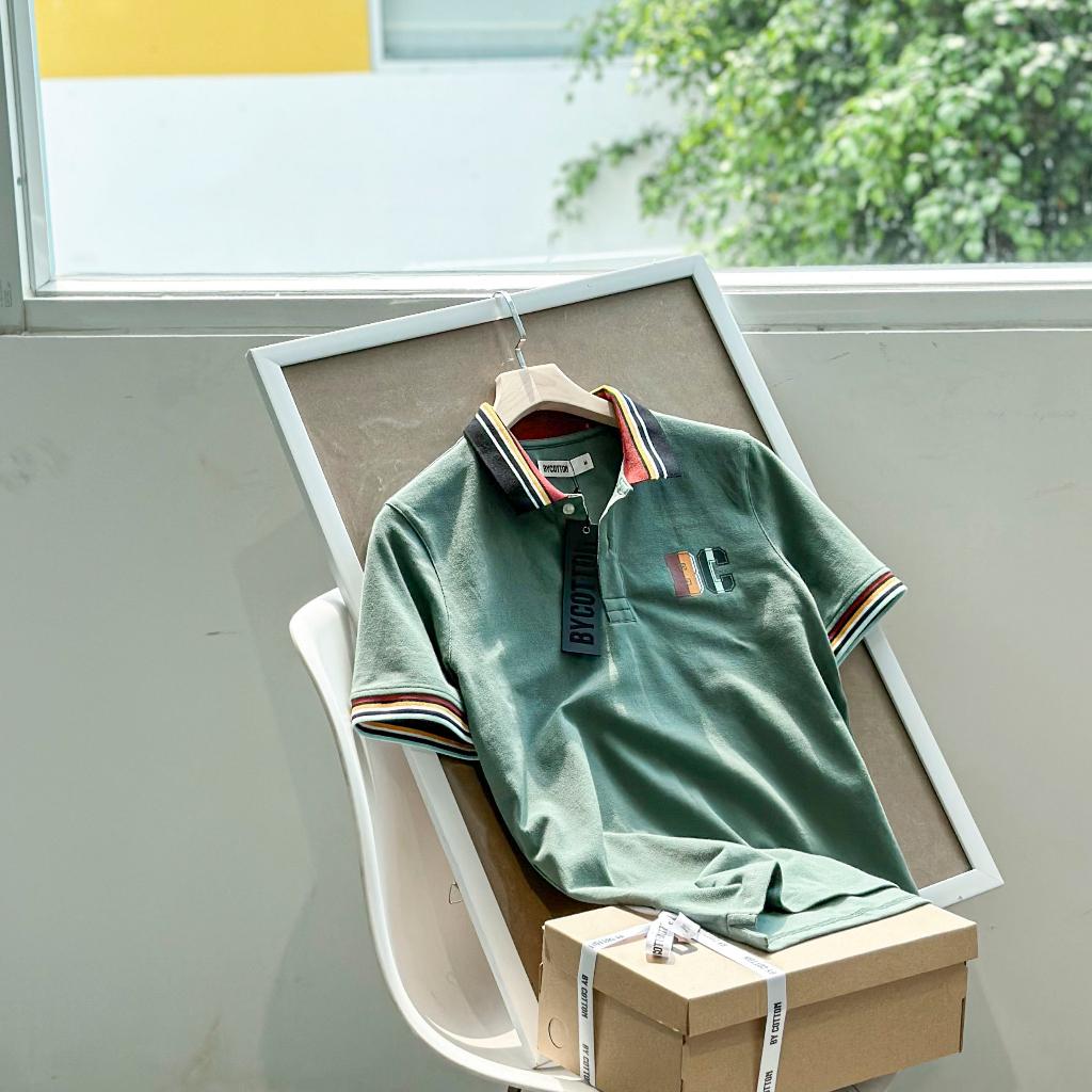 Áo Polo Nam Cao Cấp Có Cổ BY COTTON Green In Logo Nhiều Màu Nam Tính, Thanh Lịch, Sang Trọng, Trẻ Trung