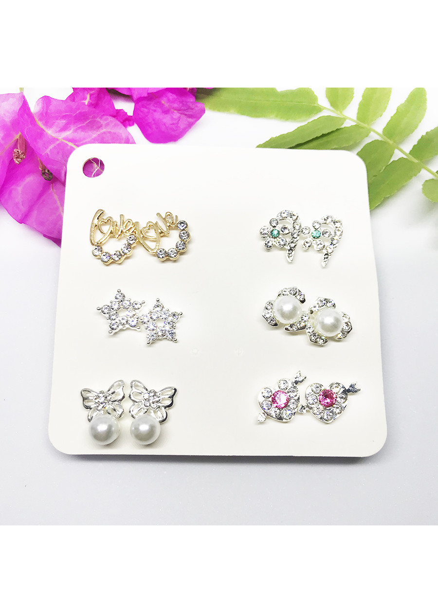 Bông tai nữ set 6 đôi love love đa phong cách