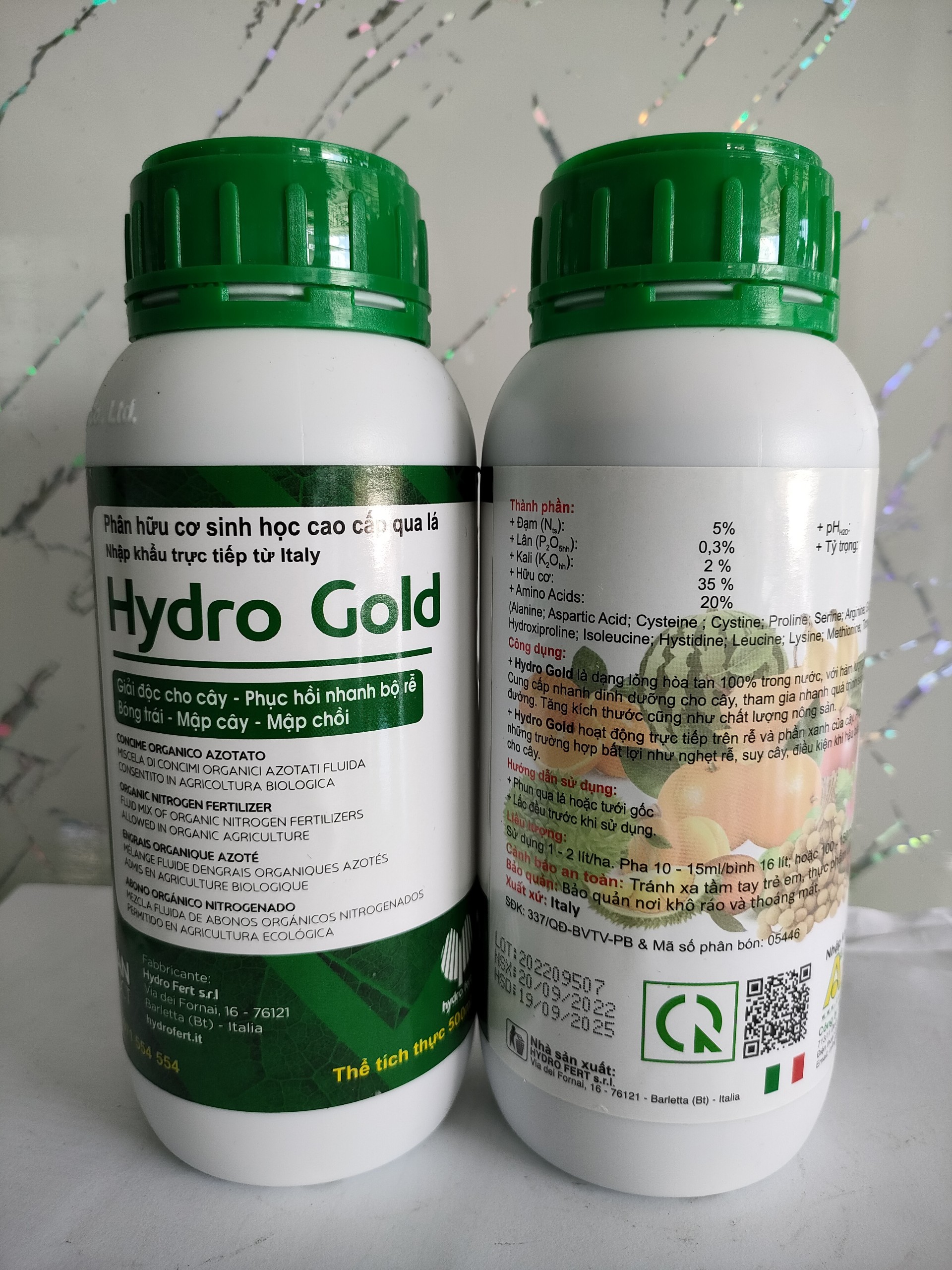 Hydro Gold (chai 500ml) - Phân hữu cơ sinh học cao cấp qua lá Nhập khẩu Italia - VTNN NÔNG PHÚ T86