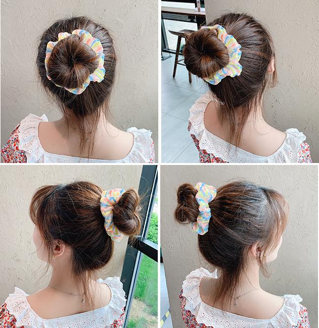 Dây buộc tóc Scrunchie kẻ ngang mầu sắc dễ thương HD83