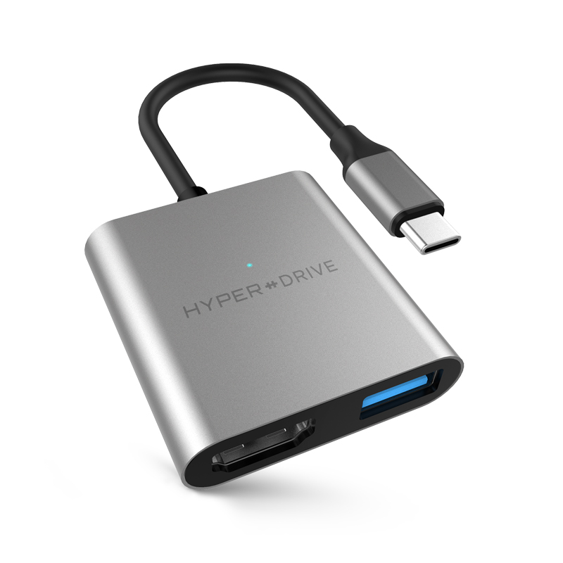 Cổng chuyển USB-C to HDMI/USB 3.1/USB-C Hyperdrive 4K HDMI 3-in-1 - Hàng Chính Hãng - Hàng Chính Hãng