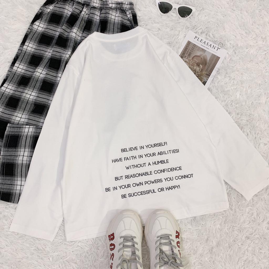 Áo thun dài tay BELIEVE phông Unisex nam nữ tee oversize form rộng pull Ulzzang Streetwear Hàn Quốc vải mềm