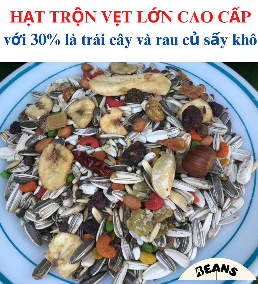 Thức ăn Hạt trộn vẹt cao cấp dành cho vẹt lớn xám, macaw, amazon, cockatoo,.. với thành phần phong phú