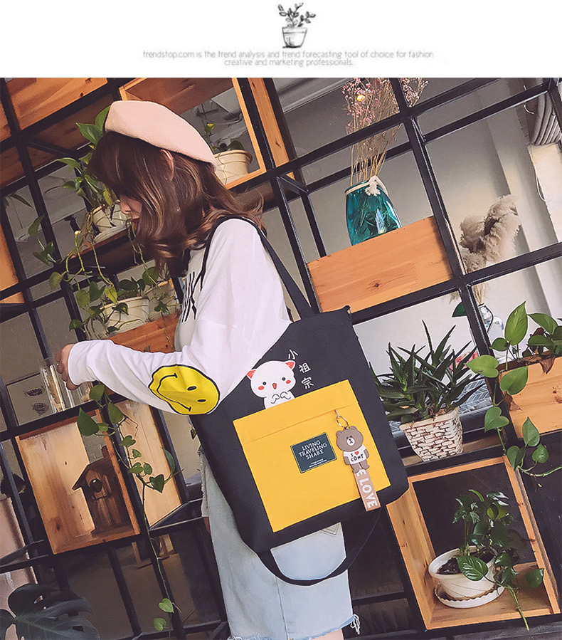 Túi Tote Vải Canvas Nữ Có Khóa Ulzzang Hot Trend Kita Unisex - Mẫu MÈO CUTE - Ảnh thật