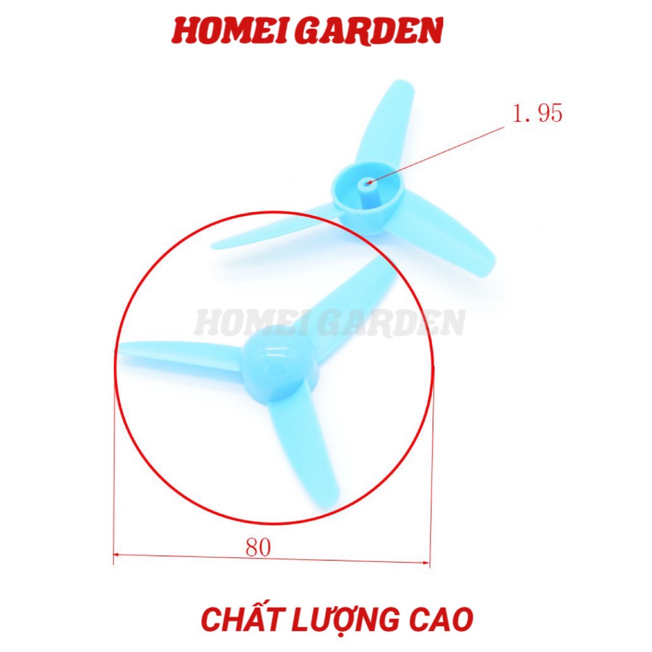 Cánh quạt nhựa ba cánh đường kính 80mm trục 2mm - HM0078