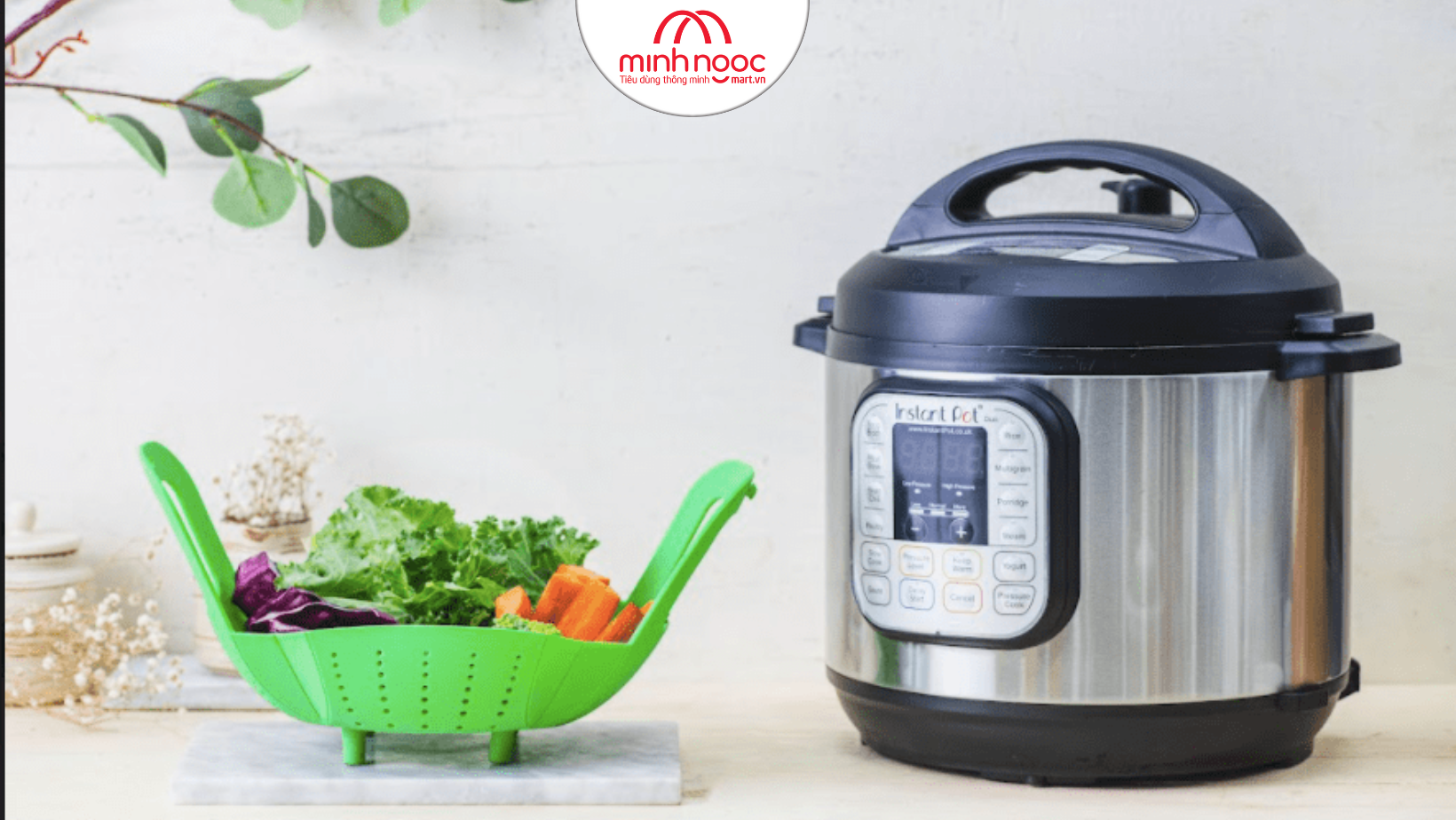 Phụ kiện Instant pot Chính hãng: Xửng hấp có tay cầm silicone màu xanh lá