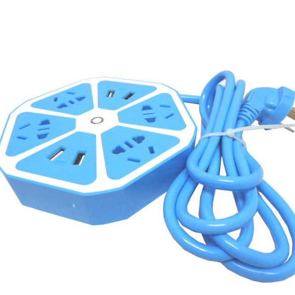 Ổ cắm điện đa năng lục giác tặng kèm đèn ngủ cảm ứng ánh sáng hình nấm 0,5W