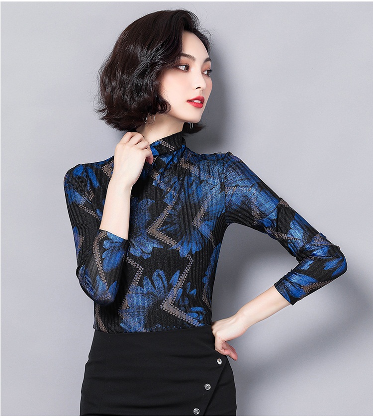 Hàng Quảng Châu - Áo kiểu thu đông thun lưới họa tiết kim tuyến cao cấp - A21191