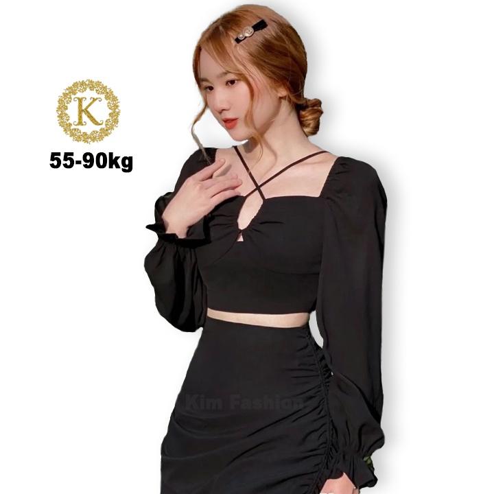 Áo croptop bigsize nữ,áo kiểu croptop bigsize tay dài trể vai AC05