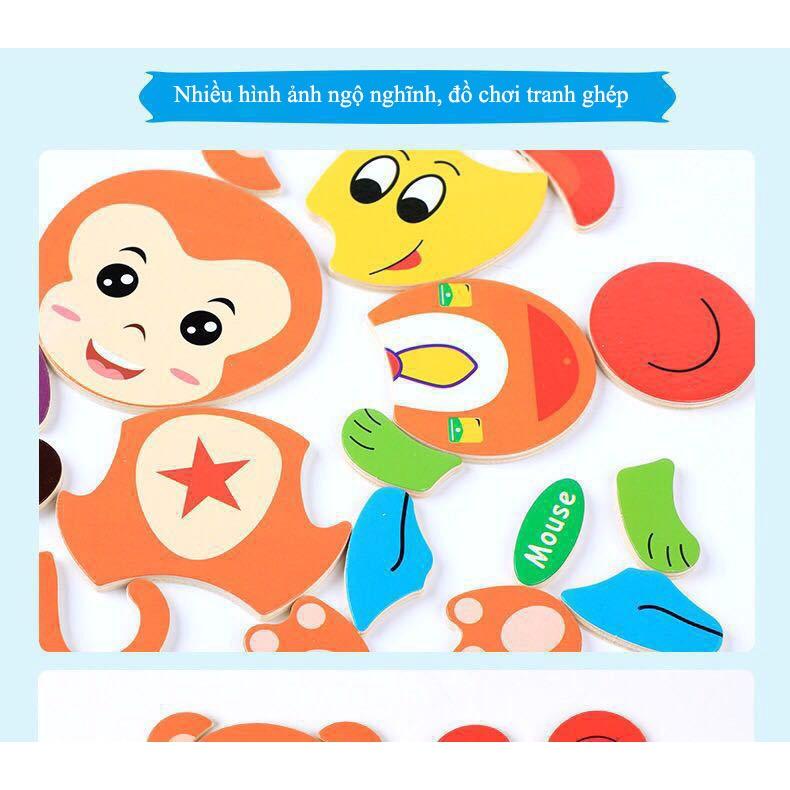 Đồ chơi tranh ghép gỗ 3D - Tranh hình động vật và phương tiện giao thông rèn luyện tư duy - Tamankids