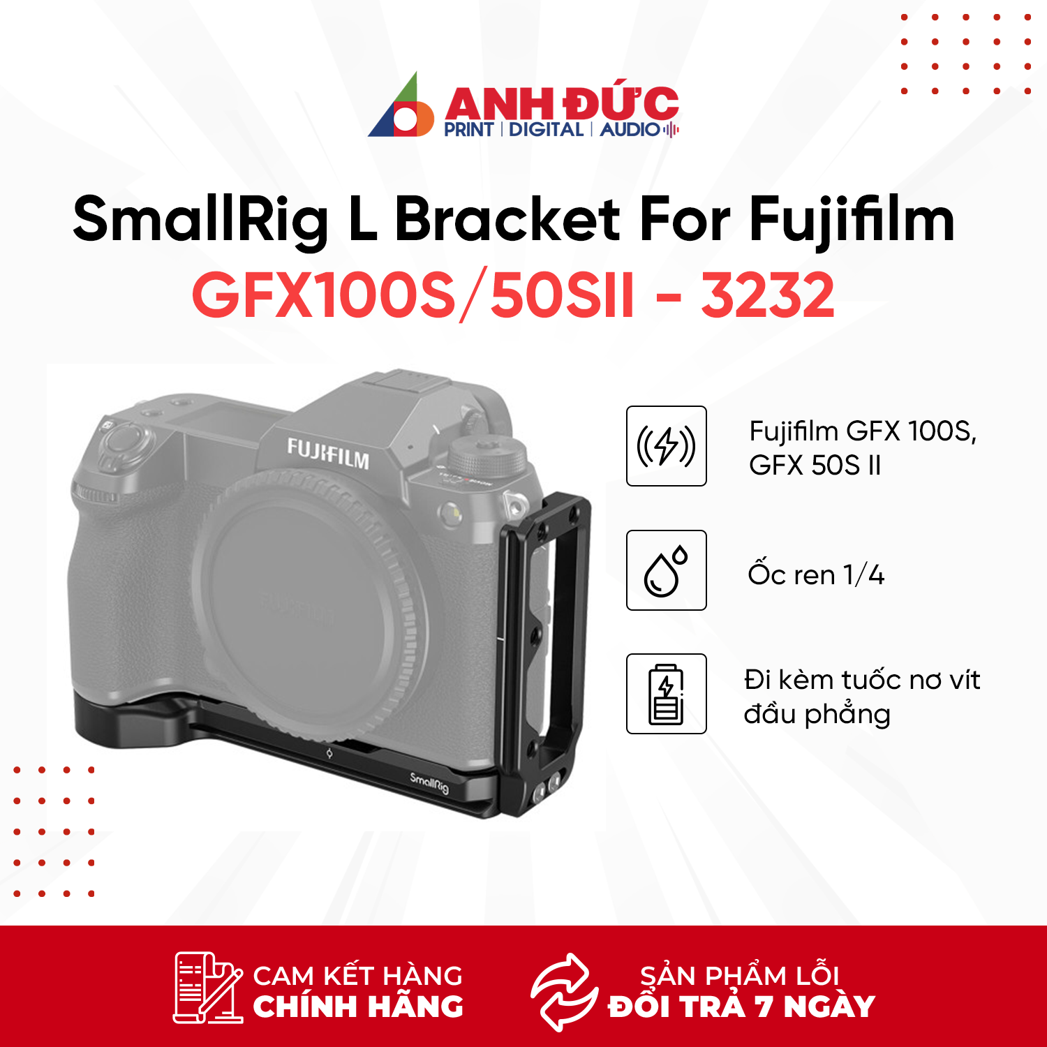 Khung Máy Ảnh SmallRig L Bracket For Fujifilm GFX100S/50SII 3232 - Hàng Chính Hãng