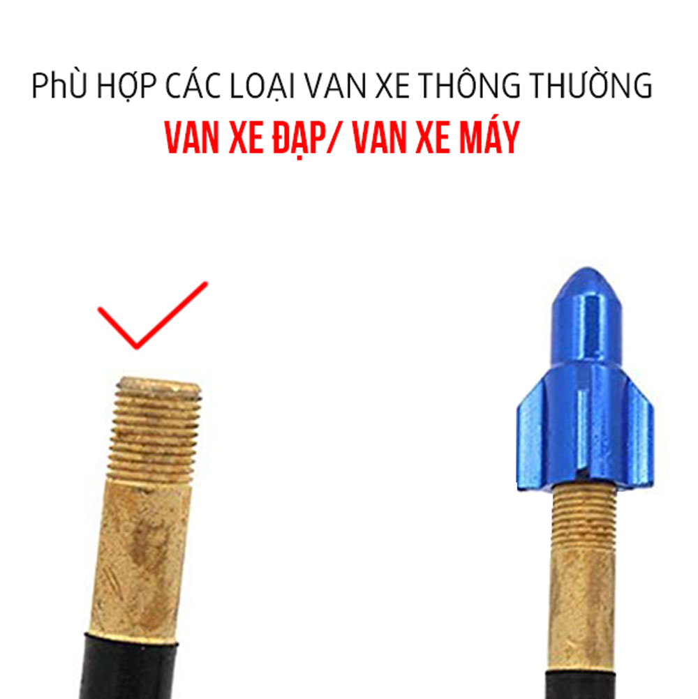 Van Xe Đạp Trang Trí Hợp Kim Nhôm CNC Cho Bánh Xe Đạp (Phù hợp Van Mỹ) Chống Bụi Hình Tên Lửa MaiLee