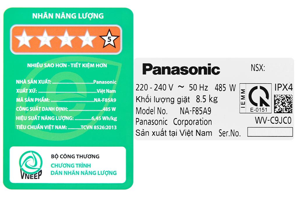 Máy giặt Panasonic 8.5 Kg NA-F85A9BRV - Hàng chính hãng - Giao hàng toàn quốc