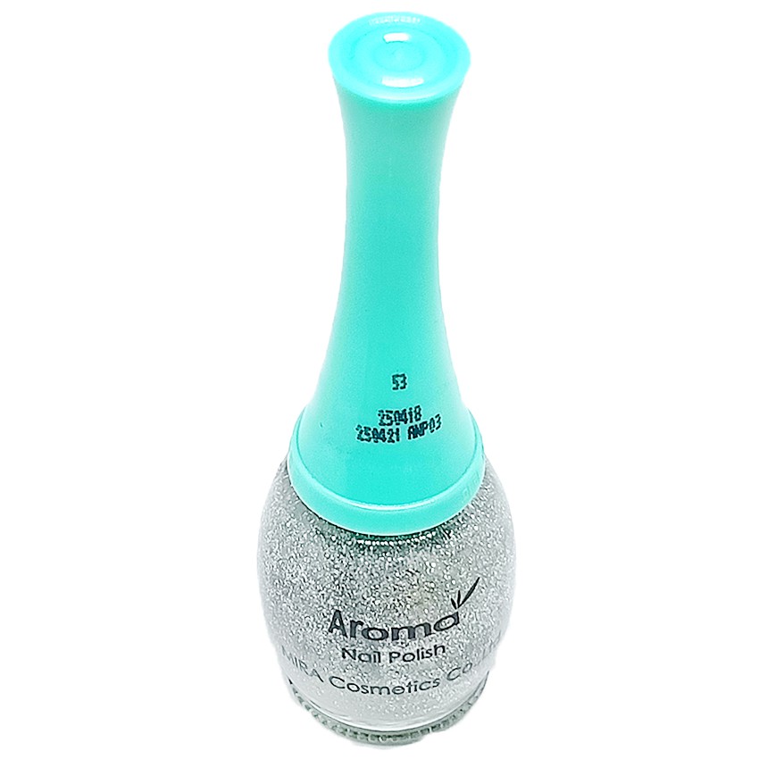 Sơn móng tay Aroma Nail Polish Hàn Quốc 12ml #53 lấp lánh bạc tặng kèm móc khóa