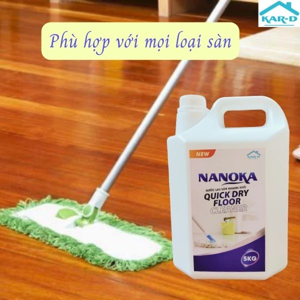 Nước lau sàn nhanh khô Nanoka 5kg Hương Ly - Hàng Chính Hãng