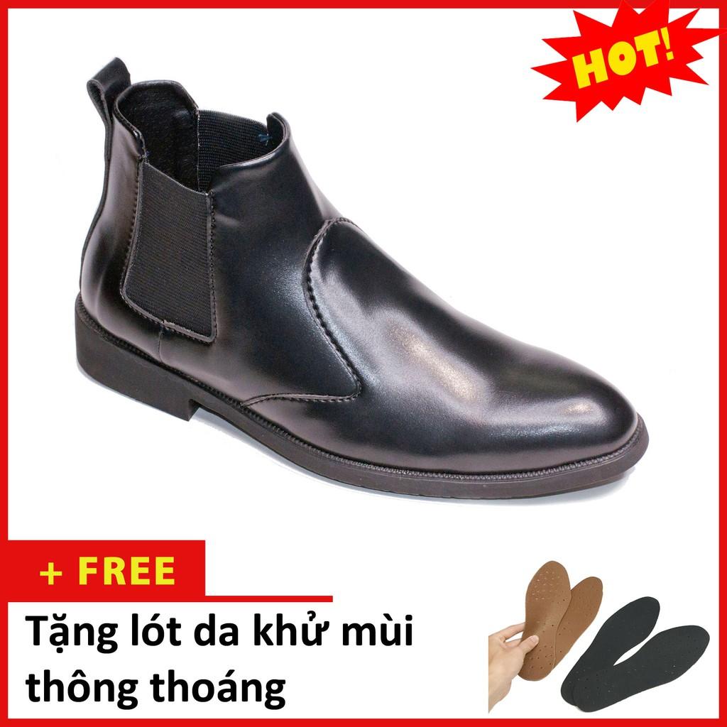 Giày Chelsea Boot Nam Cổ Chun Da Nhám Màu Đen Đế Khâu Rất Chắc Chắn - CB520-NHAMCHUN(L)