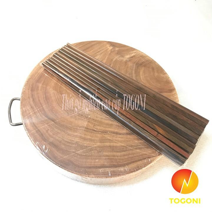 COMBO 01 THỚT GỖ NGHIẾN D24 DÀY 3.5CM ĐỂ THÁI, BĂM CHẶT VÀ 01 TÚI ĐŨA GỖ TRẮC