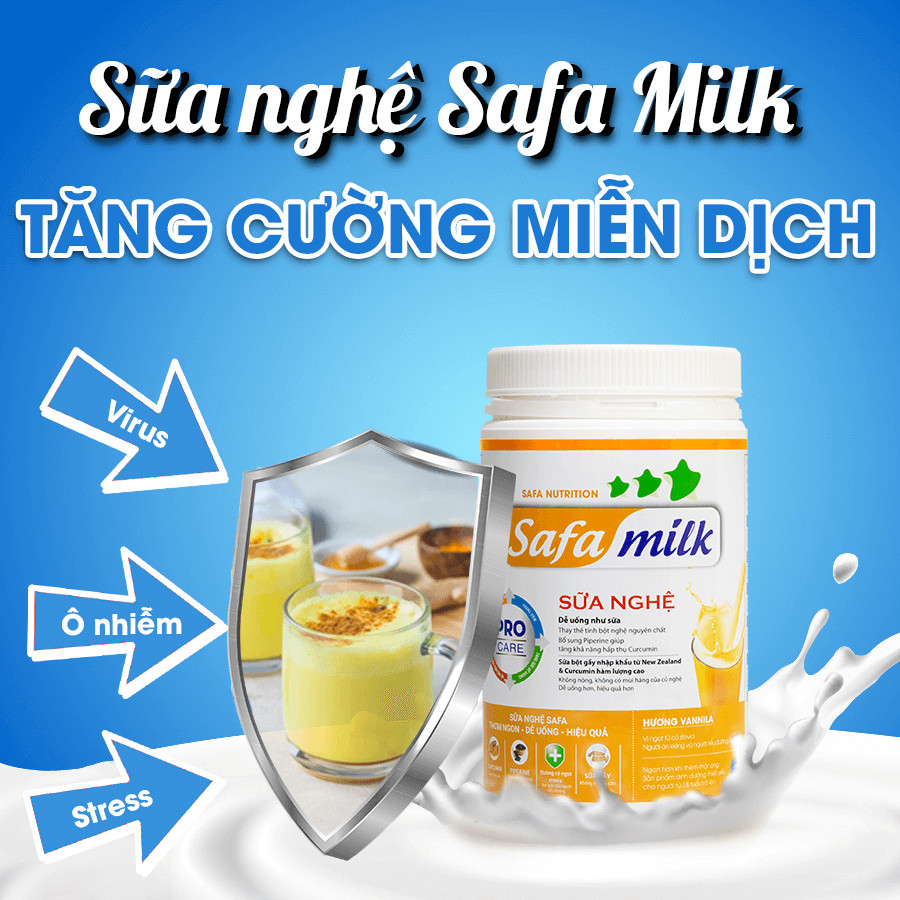 Combo Bột Sữa Nghệ Safa Milk hộp 550Gr và Hộp 100Gr Tăng Cường Hồi Phục Cơ Thể -Nhanh Lành Vết Thương