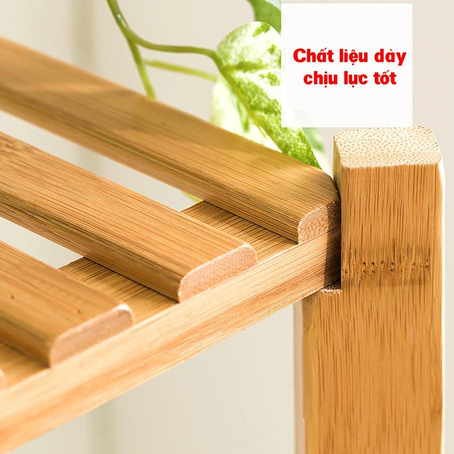 Giá kệ để chậu hoa, cây cảnh, để đồ đa năng bằng gỗ tre tự nhiên Vango V18 sang trọng, hiện đại, sơn phủ bóng chống nước