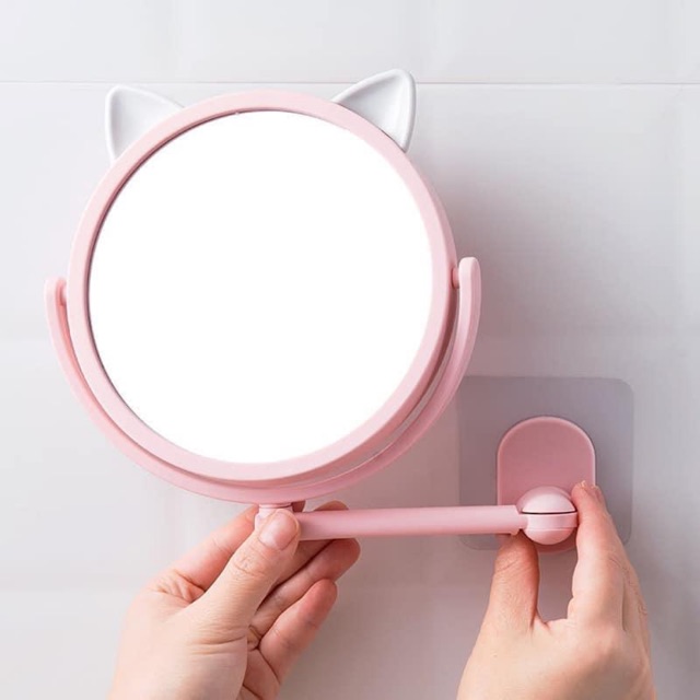 Gương xoay dán tường hình tai mèo - màu ngẫu nhiên - 1 cái