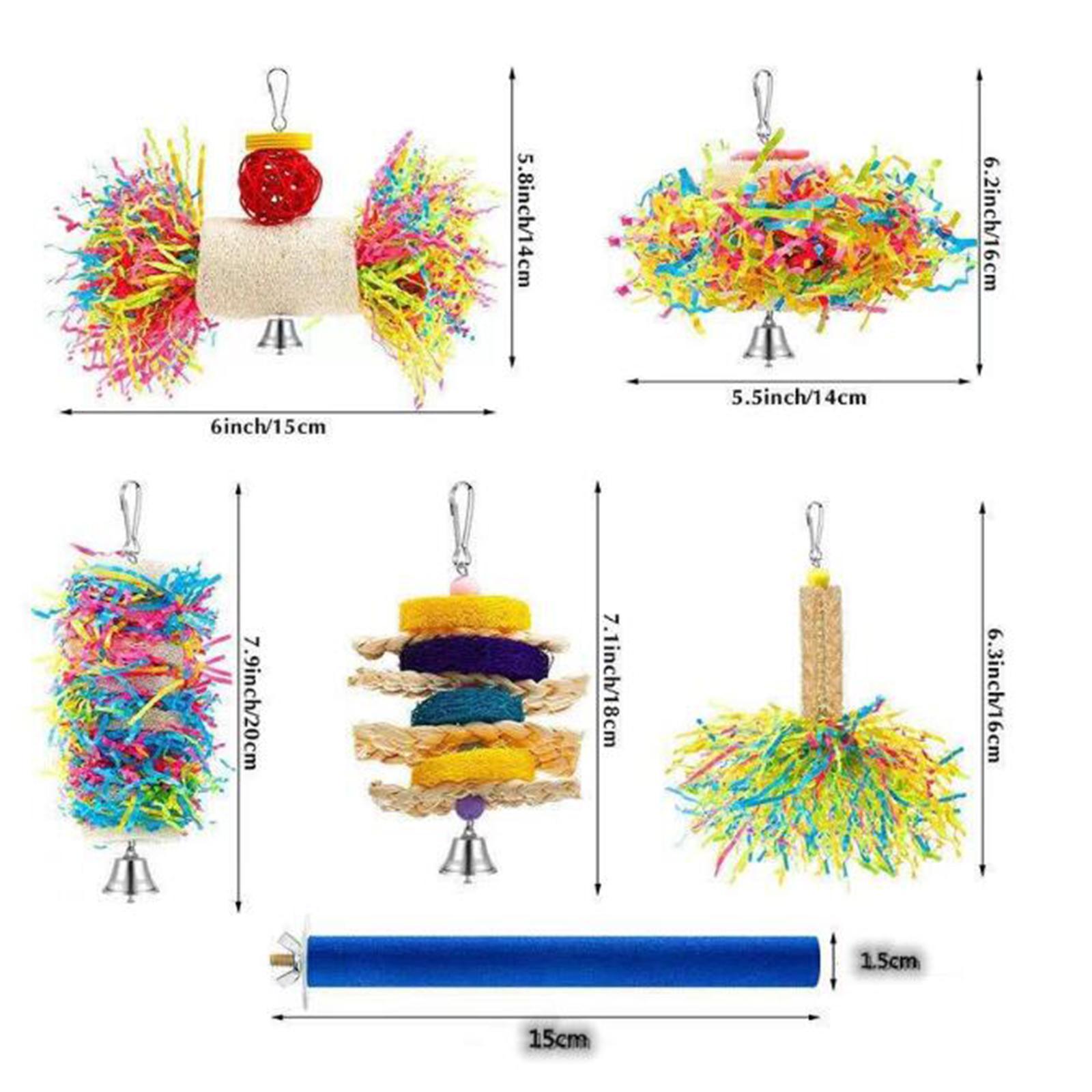 6x Parrot Cage Hanging Toys Hanging Activity Bell Budgie Birds Swing Chewing
