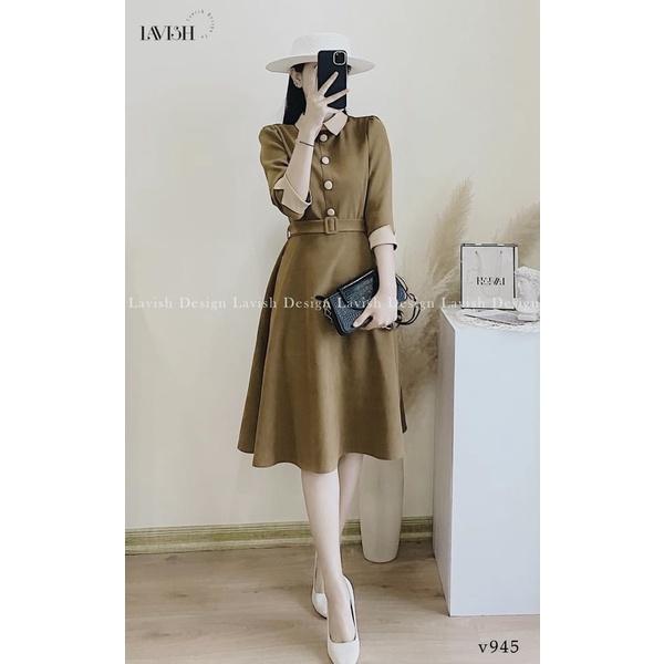 VÁY NHUNG CỐM PHỐI CÚC BỌC ĐAI EO