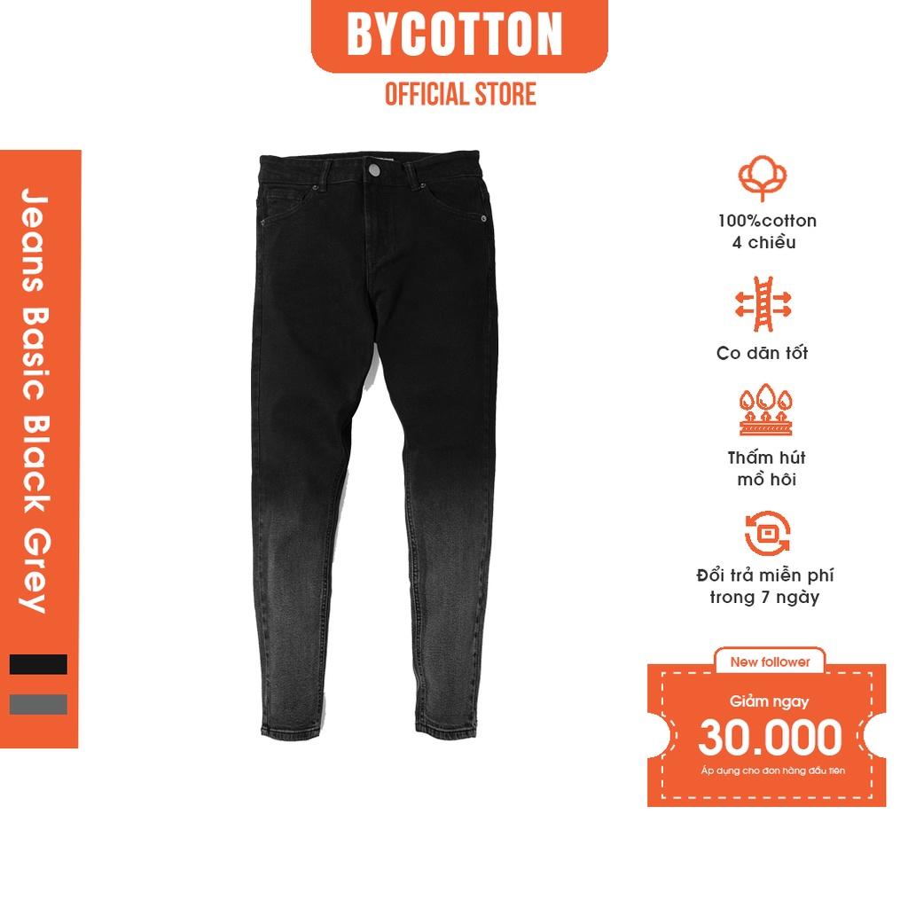 Quần Jean Dài Nam Màu Đen Phối Ống Xám BY COTTON Basic Black Grey Jeans