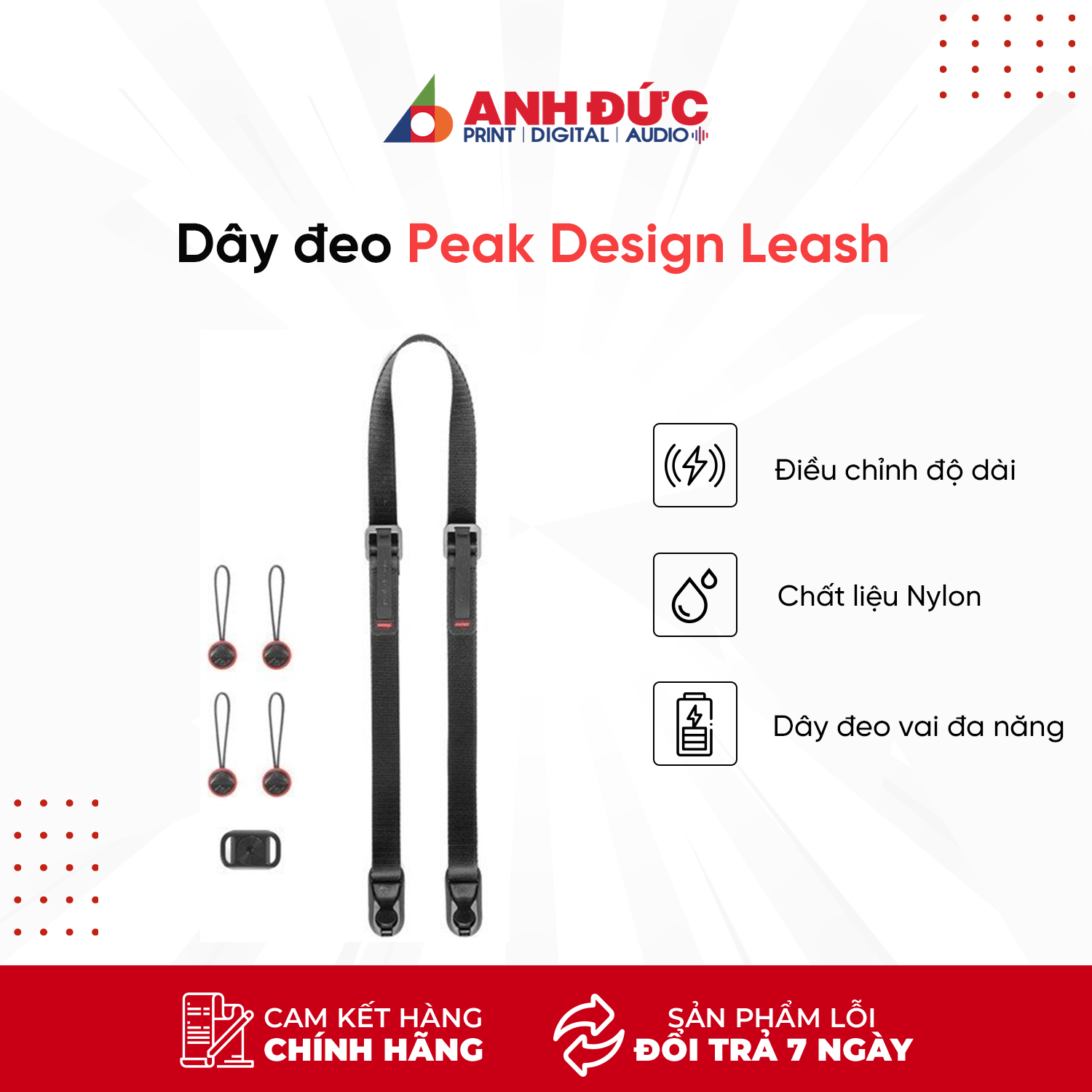 Dây Đeo Máy Ảnh Peak Design Leash L-BL-3 - Hàng chính hãng