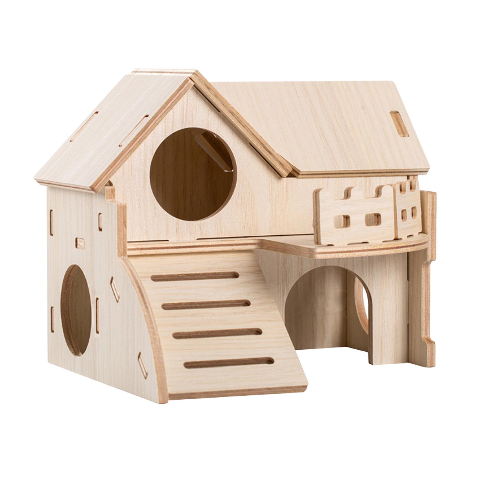 Wooden Hamster House Solid Wood Cage Accessories for Chinchilla Mice Hamster