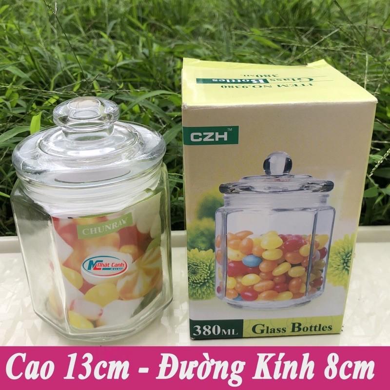 lọ đựng gia vị thủy tinh nắp có gioăng hình lục giác