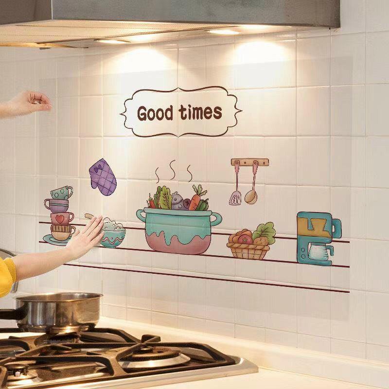 Giấy Dán Bếp 3D Chống Dầu Mỡ Bám Siêu Đẹp, Tranh Dán Bếp 3D Phủ Nhôm Chống Nhiệt, Decan dán tường trang trí chống dầu mỡ