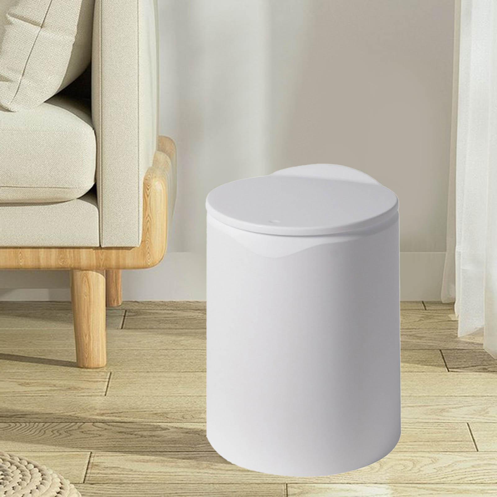 8L Press Trash Can Organizer Wastebasket for Dining Room Kitchen White