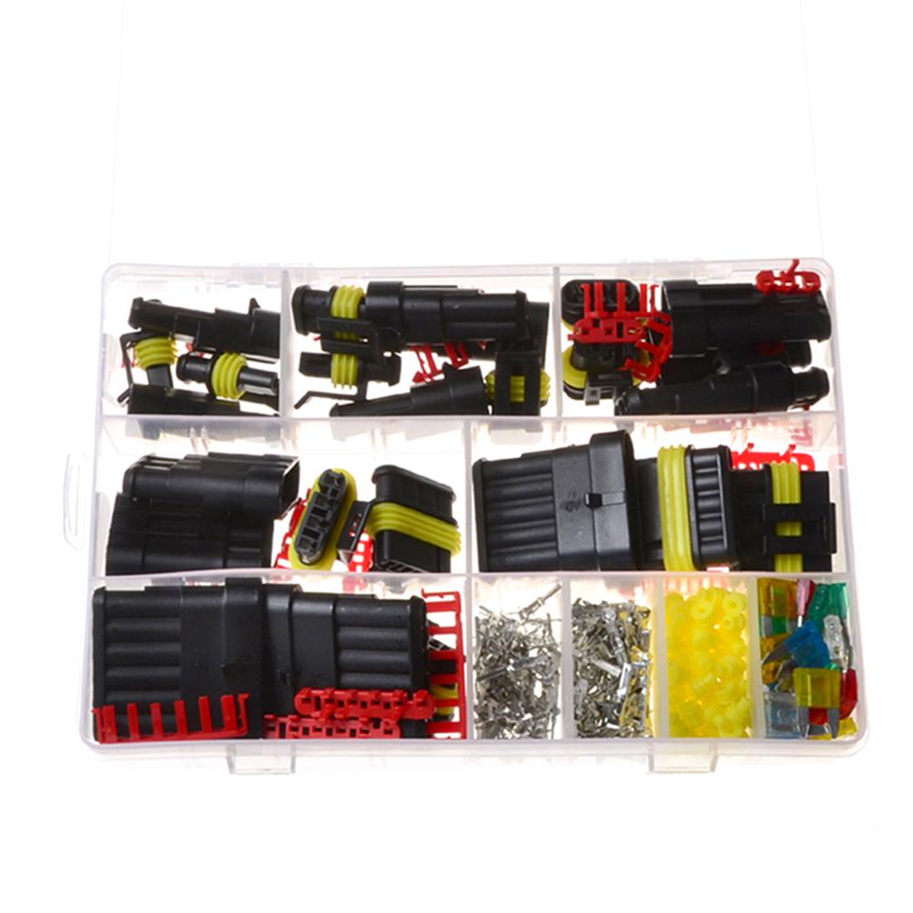 240PCS Waterproof Car Auto Electrical Wire Terminal Connector Plug with Blade Fuse Connector Plug Kit Set Assortment 1
