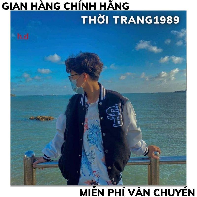 Áo Khoác Bomber Jacket Dù  Form Rộng Phối Chữ Nam Nữ Ullzang Unisex ,áo khoác hàn quóc THỜI TRANG 1989