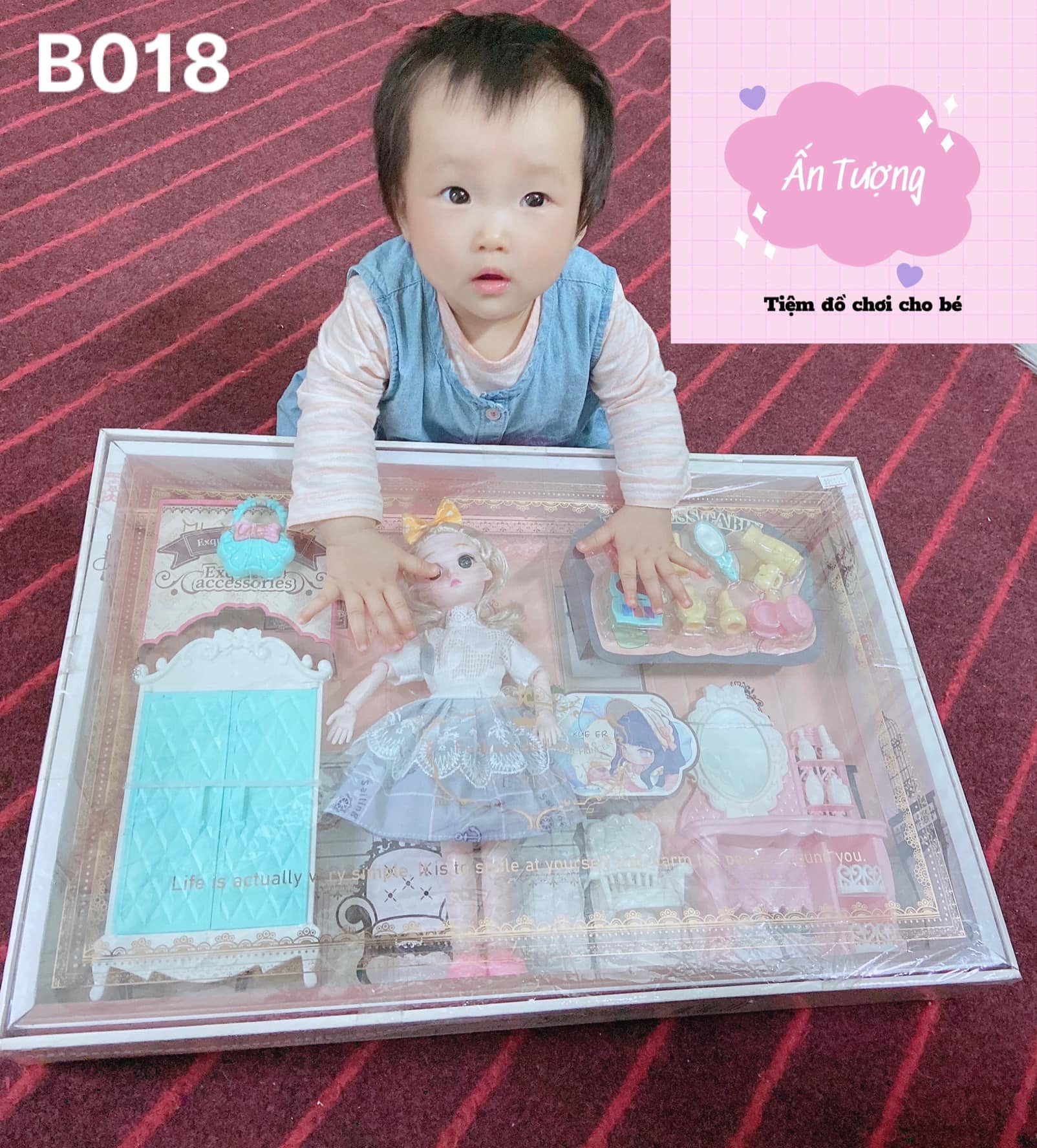 Đồ chơi bé gái - Đồ chơi búp bê- Hộp búp bê Barbie, búp bê BJD khớp xoay kèm phụ kiện phòng ngủ, bàn trang điểm,