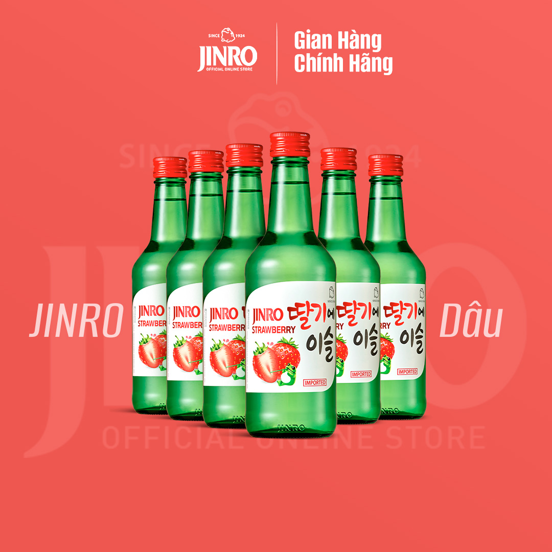 Soju Hàn Quốc JINRO VỊ DÂU 360ml - Combo 6 chai
