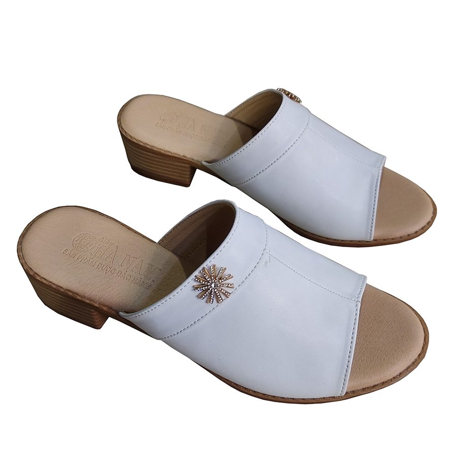 Dép Nữ Quai Ngang Cao Gót TiTi ĐÔ Da Bò Thời Trang Cao Cấp 3cm DNU2176