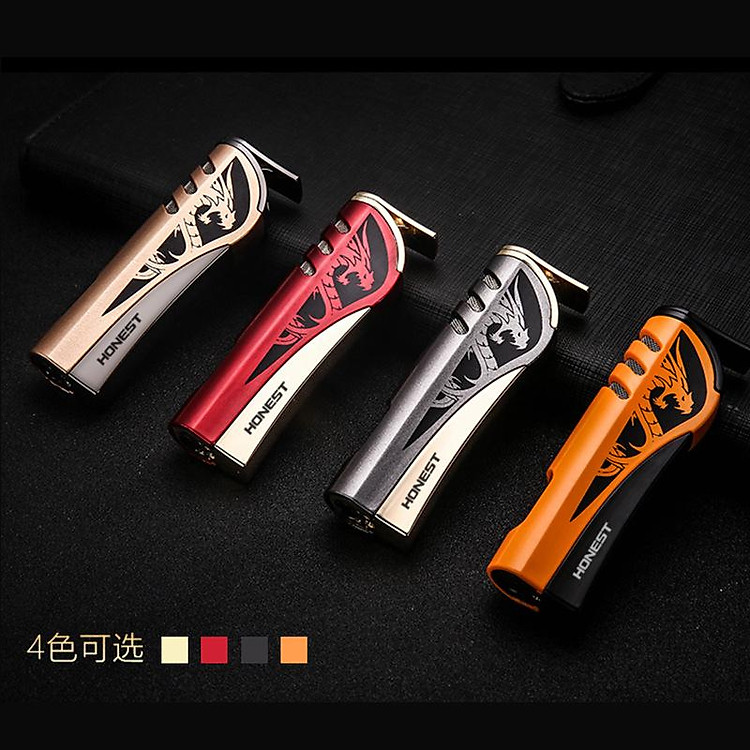 Vỏ Hột Quẹt Bật Lửa Khò 1 Tia Honest BCZ- 457 Họa Tiết Hoa Văn - Dùng Gas Cao Cấp