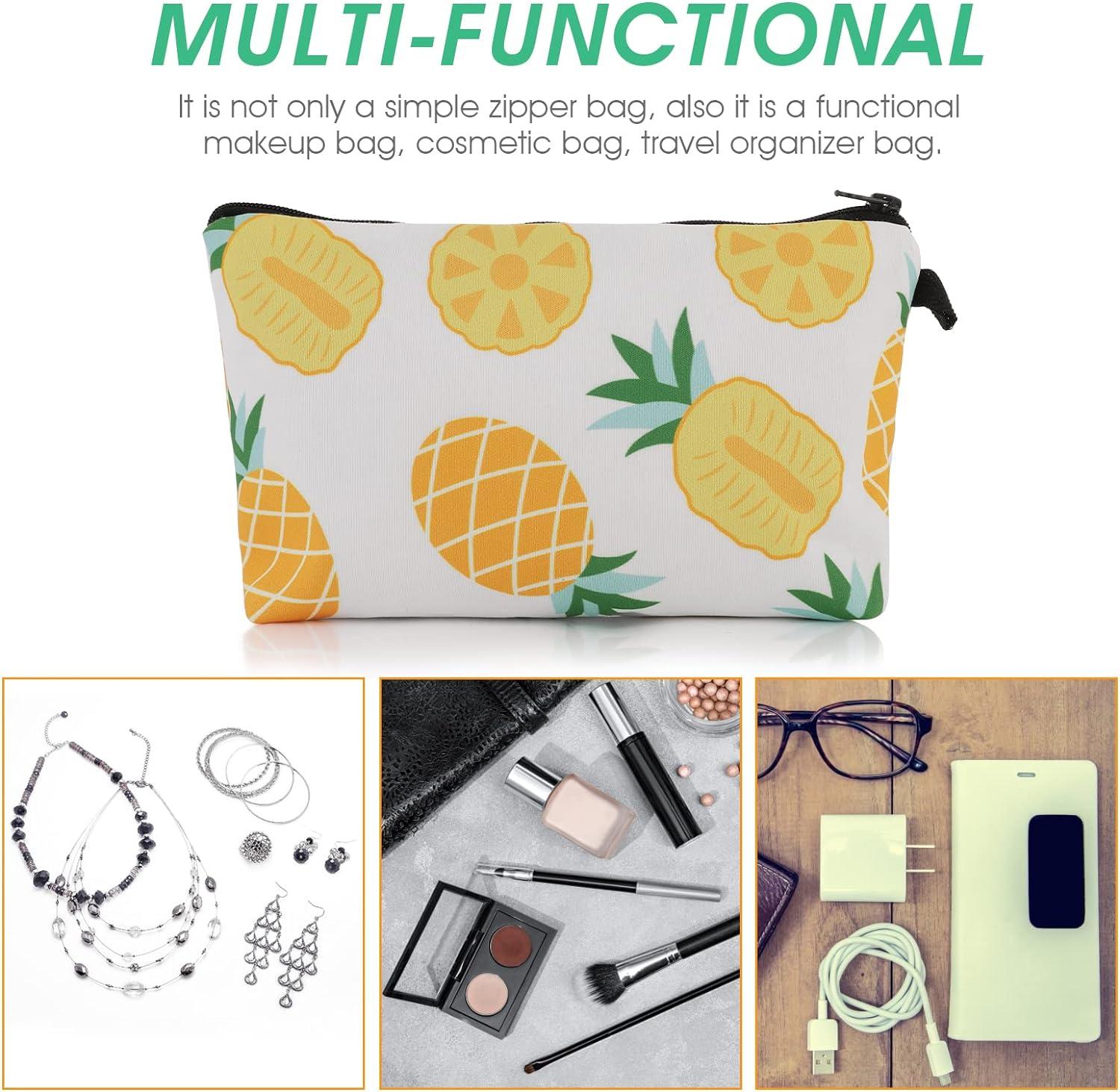 Túi vệ sinh vải nhỏ - Mẫu dứa - với dây kéo - dành cho phụ nữ