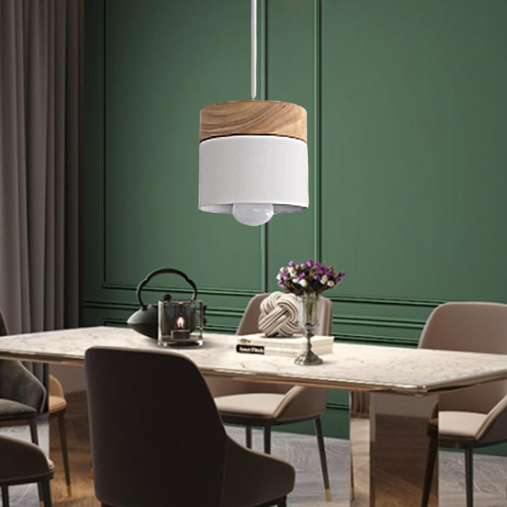 Pendant Light Modern Lighting E27 Wood Pattern Ceiling Hanging Lamp White