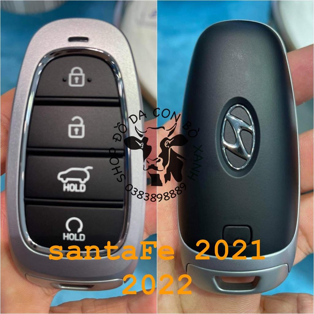 Bao da dành cho Chìa Khoá Ép Phom Hyundai SantaFe 2021, Tucson 2022 allnew handmade da thật 011e