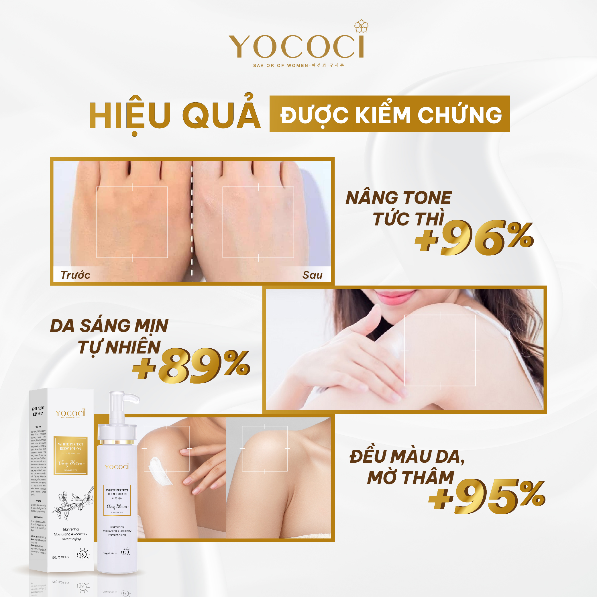 Bộ 2 sản phẩm dưỡng trắng Yococi (Kem Face 20g + Kem Body 150g)