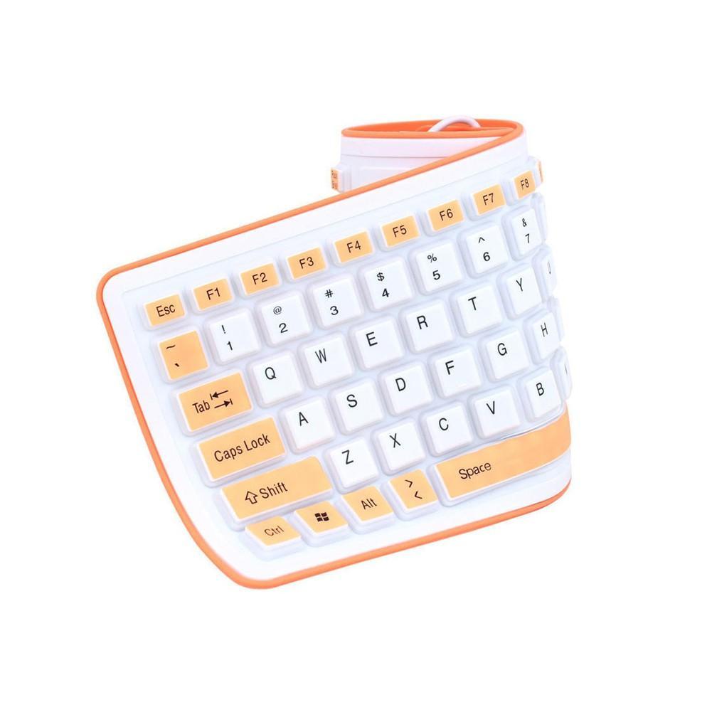 Bàn phím USB không dây làm từ silicon mềm linh hoạt có thể gấp gọn