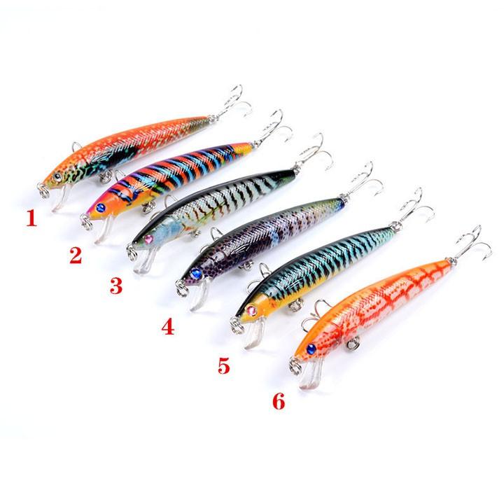 Mồi câu cá giả, mồi câu lure Minow sọc dài 9,5cm nặng 8g nhạy cá