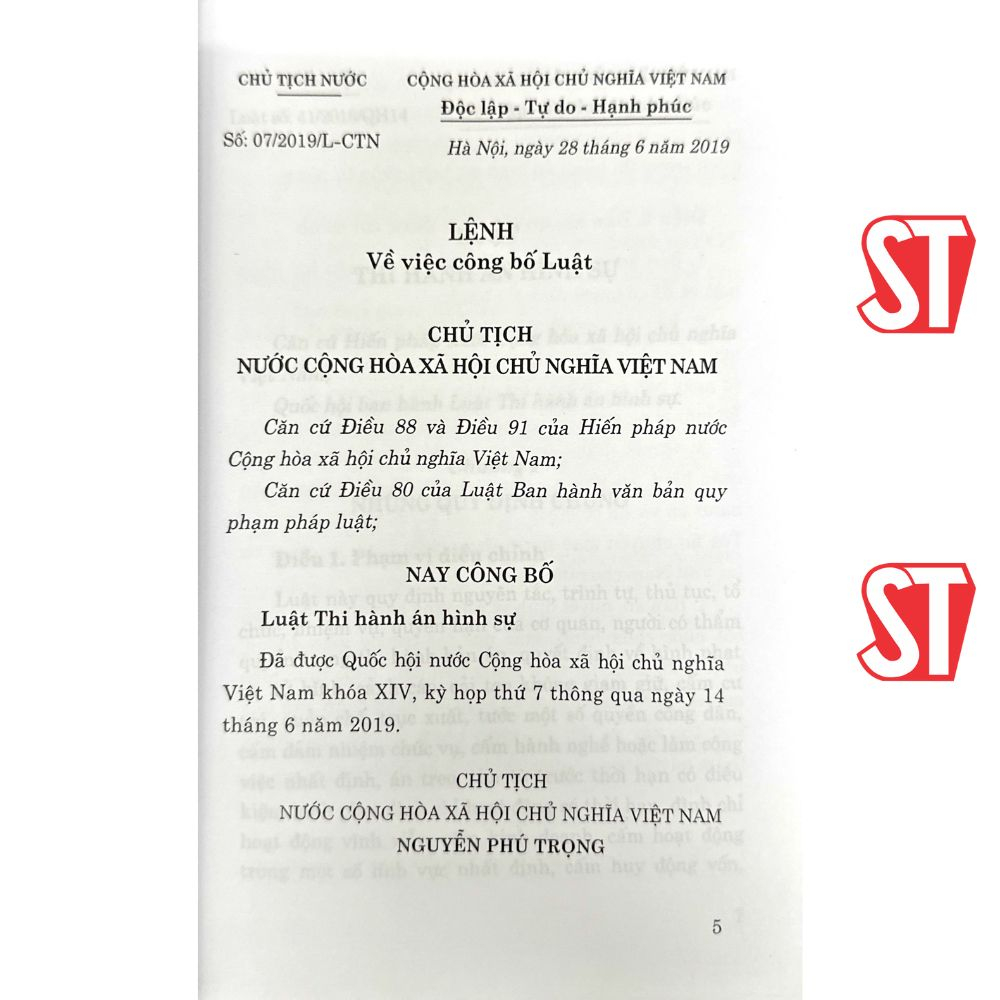 Sách - Luật Thi Hành Án Hình Sự Hiện Hành