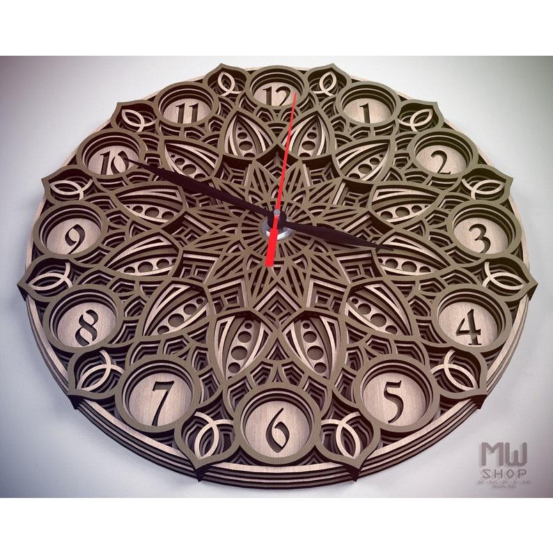 Đồng hồ trang trí kiểu mandala mẫu 02